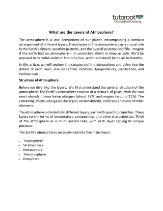 What are the Layers of Atmosphere?