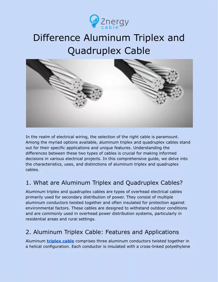 difference aluminum triplex and quadruplex cable