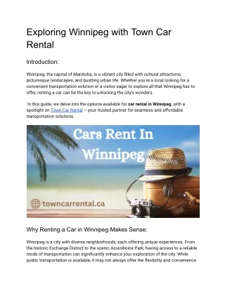 Exploring Winnipeg with Town Car Rental