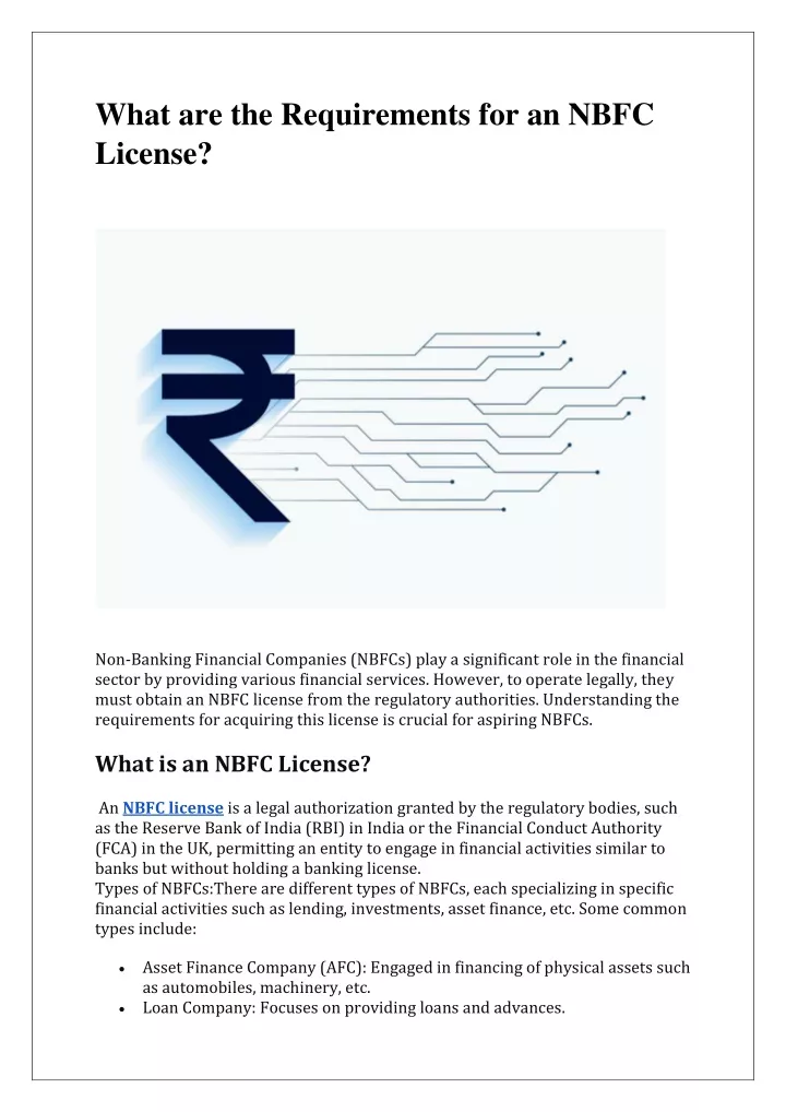 what are the requirements for an nbfc license