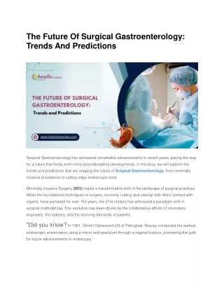 The Future Of Surgical Gastroenterology Trends And Predictions