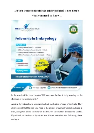 Do you want to become an embryologist? Then here’s what you need to know…