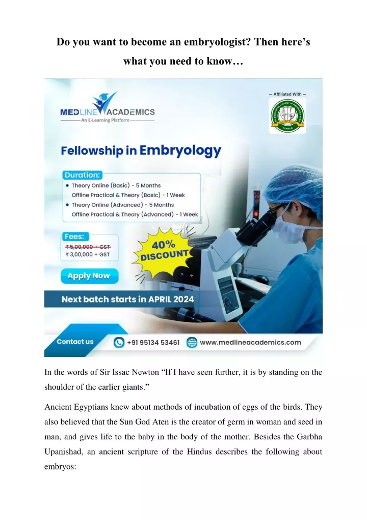 do you want to become an embryologist then here s