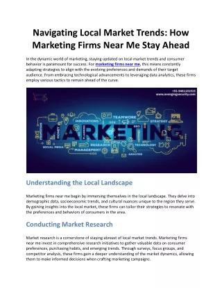 Navigating Local Market Trends: How Marketing Firms Near Me Stay Ahead