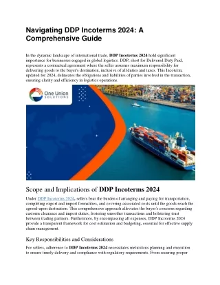 Navigating DDP Incoterms 2024: A Comprehensive Guide