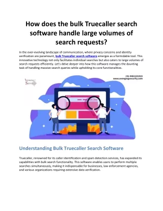 How does the bulk Truecaller search software handle large volumes of search requests