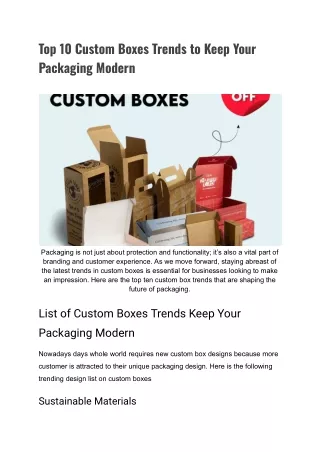Top 10 Custom Boxes Trends to Keep Your Packaging Modern