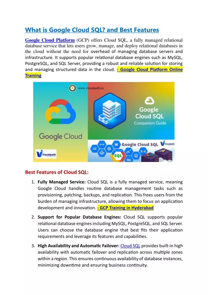 what is google cloud sql and best features