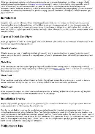 The Ultimate Guide to Metal Gas Pipe: Everything You Need to Know