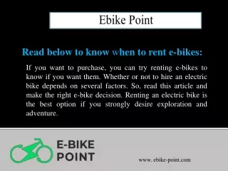 Electric Bike Adventures - Ebike Point