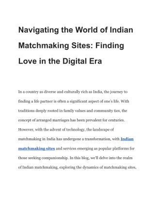 The Evolution of Indian Matchmaking Sites: Past, Present, Future