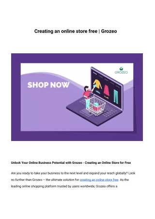 creating an online store free grozeo