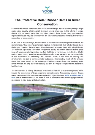 Rubber Dams: A Sustainable Solution For River Conservation - YOOIL Envirotech