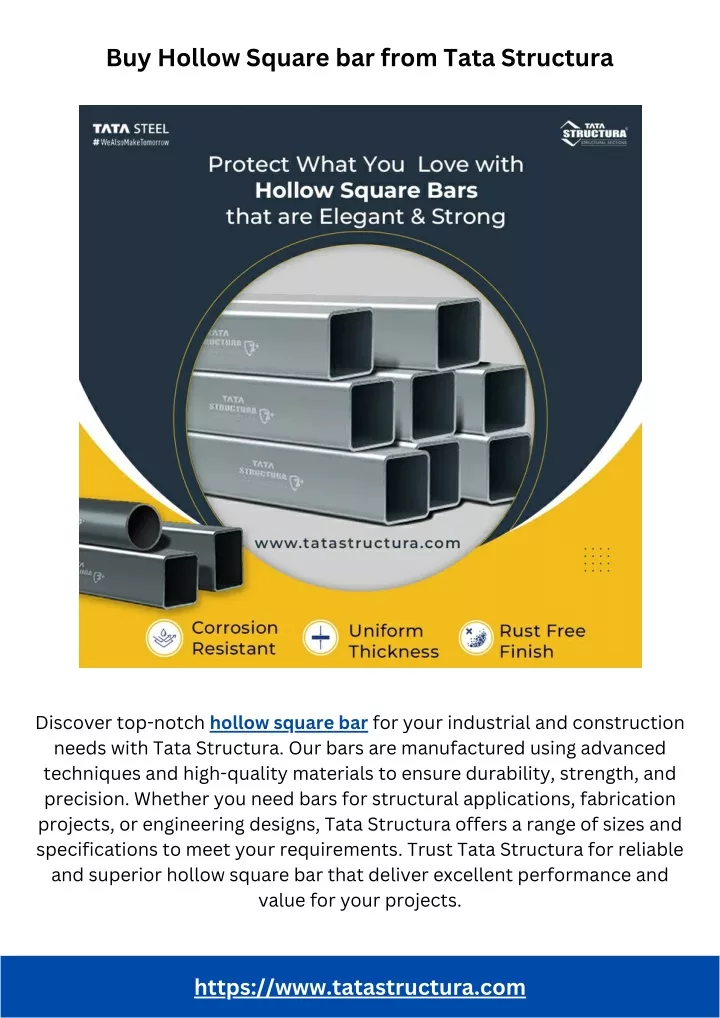 buy hollow square bar from tata structura