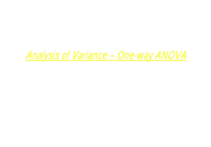 analysis of variance one way anova