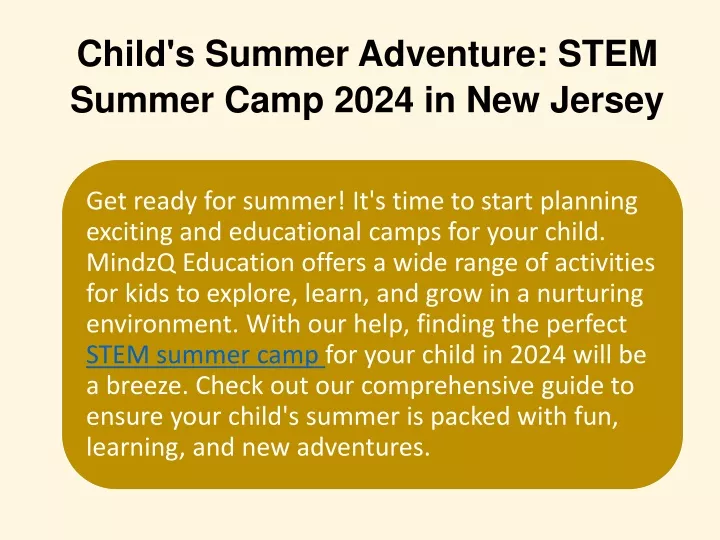 child s summer adventure stem summer camp 2024