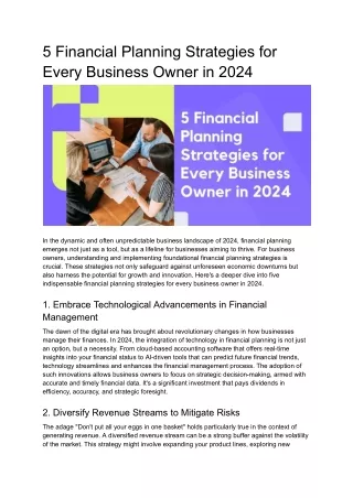 5 Financial Planning Strategies for Every Business Owner in 2024