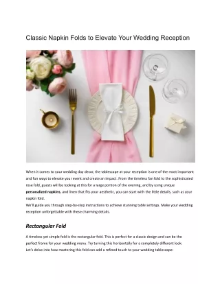 Classic Napkin Folds to Elevate Your Wedding Reception
