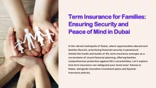 Term Insurance for Families: Ensuring Security and Peace of Mind in Dubai