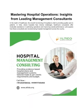 Mastering Hospital Operations: Insights from Leading Management Consultants