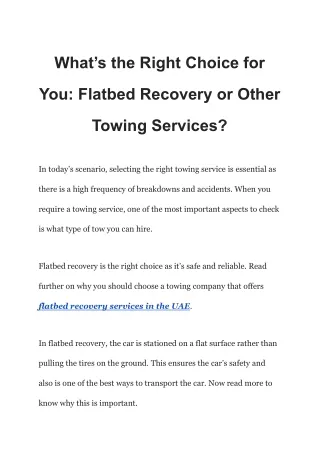 What’s the Right Choice for You_ Flatbed Recovery or Other Towing Services_
