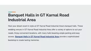 Banquet Halls in GT Karnal Road Industrial Area