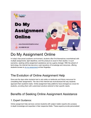 Do My Assignment Online