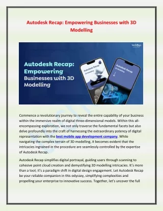 Autodesk Recap Empowering Businesses with 3D Modelling