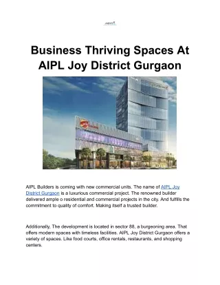Business Thriving Spaces At AIPL Joy District Gurgaon (1)