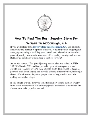 How To Find The Best Jewelry Store For Women In McDonough, GA