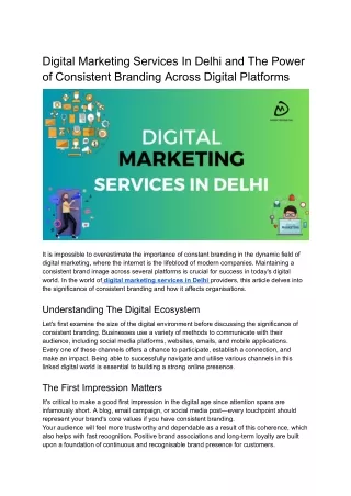 Digital Marketing Services In Delhi and The Power of Consistent Branding Across