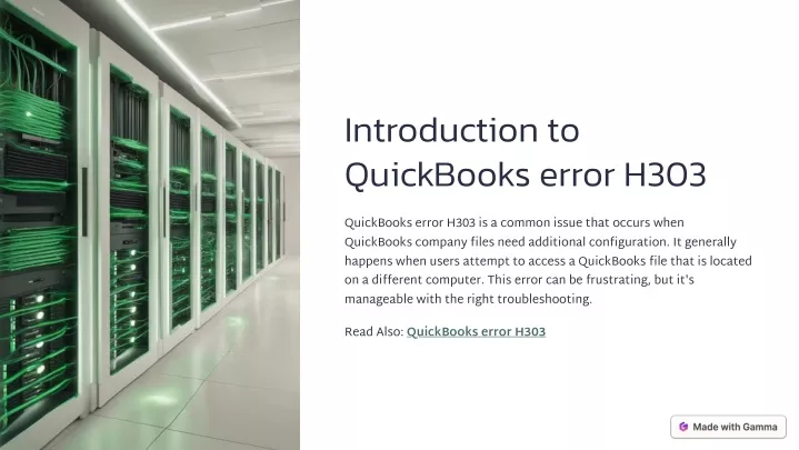 introduction to quickbooks error h303