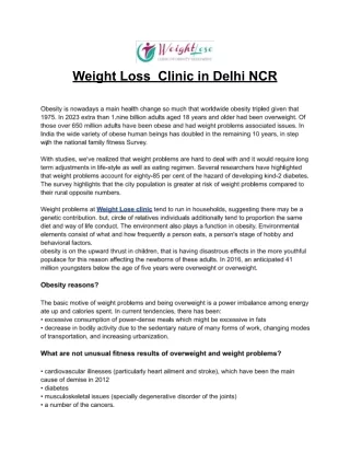 Weight Loss  Clinic in Delhi NCR
