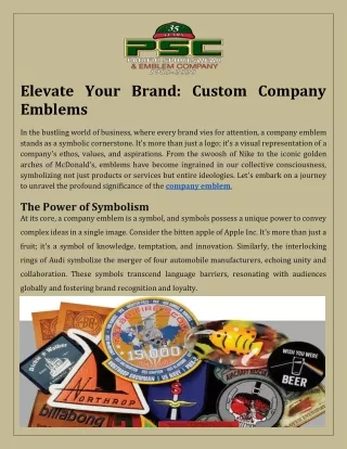 Elevate Your Brand Custom Company Emblems