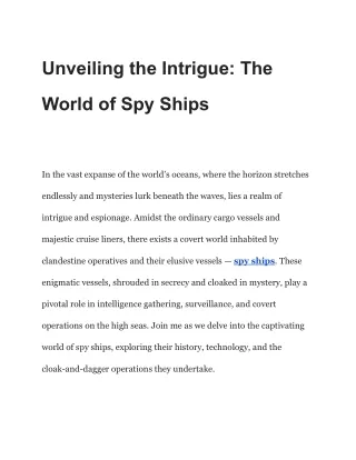 Eyes on the Horizon: Spy Ships in Modern Warfare