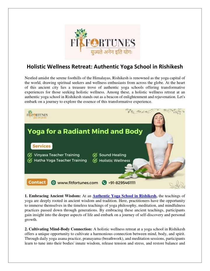 holistic wellness retreat authentic yoga school