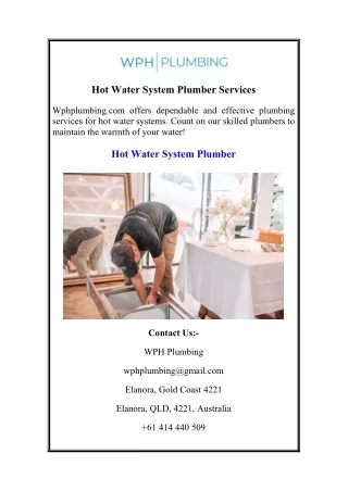 Hot Water System Plumber Services