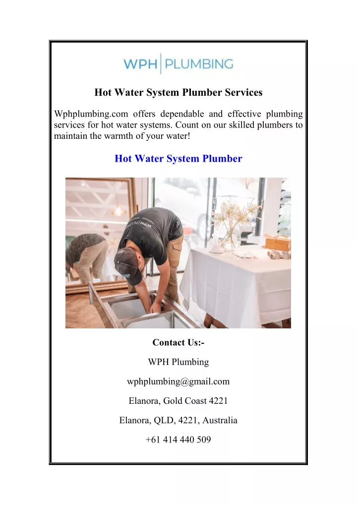 hot water system plumber services