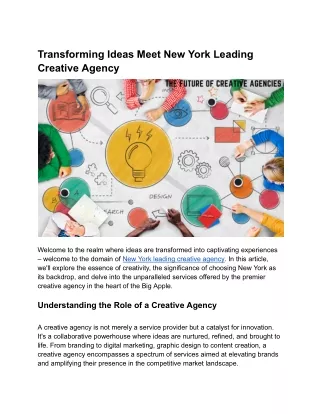 Transforming Ideas Meet New York Leading Creative Agency
