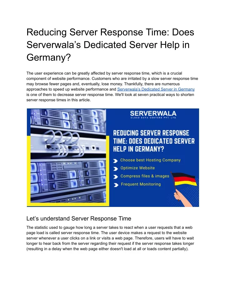 reducing server response time does serverwala