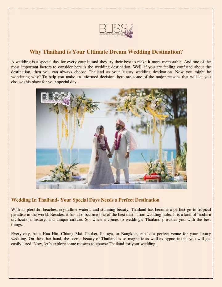 why thailand is your ultimate dream wedding