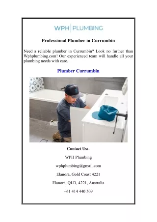 Professional Plumber in Currumbin