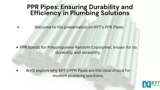 PPR Pipes Ensuring Durability and Efficiency in Plumbing Solutions