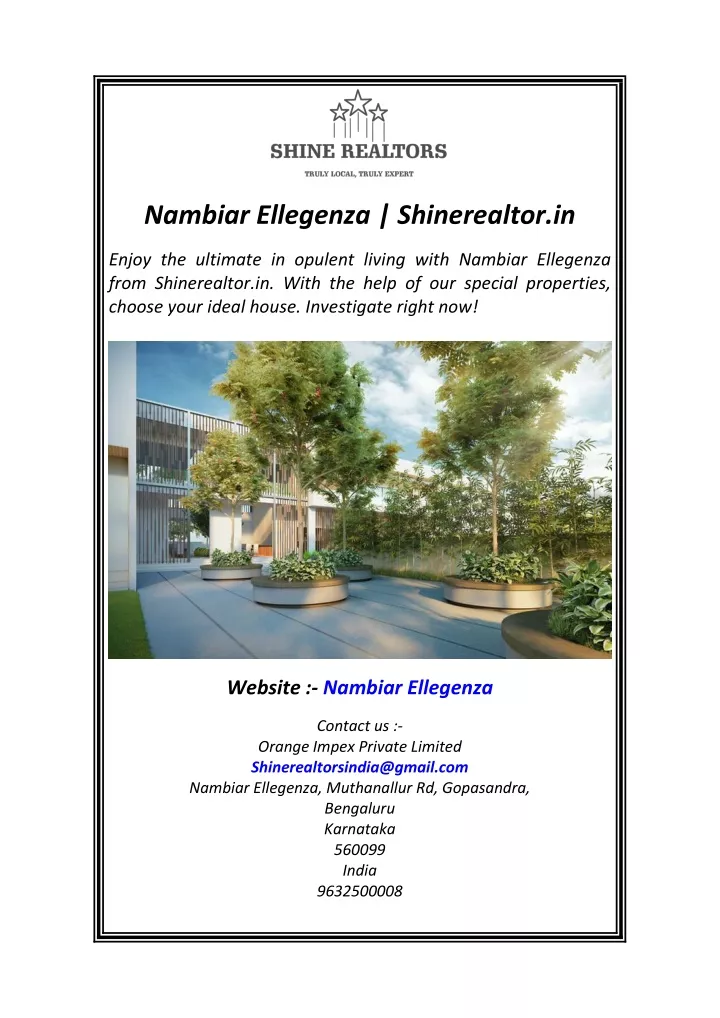 nambiar ellegenza shinerealtor in