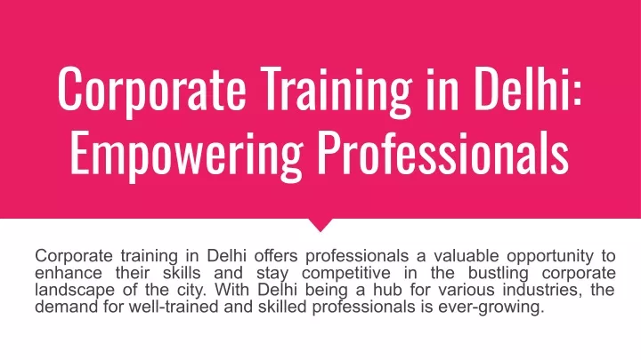 corporate training in delhi empowering