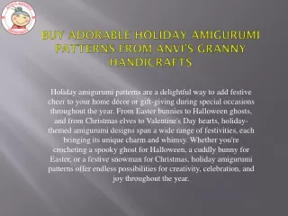Buy adorable holiday amigurumi patterns from Anvi’s Granny Handicrafts