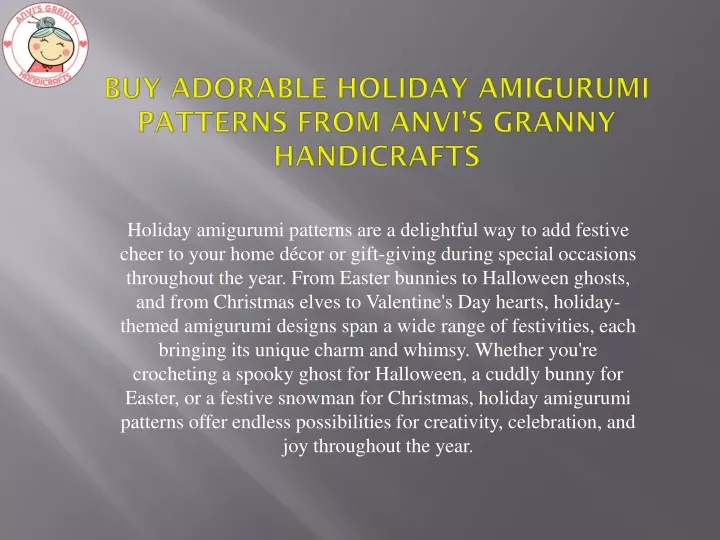 buy adorable holiday amigurumi patterns from anvi s granny handicrafts