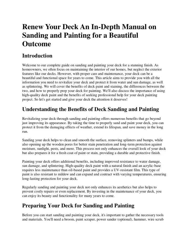 renew your deck an in depth manual on sanding