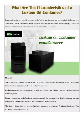 what are the characteristics of a custom