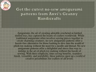 Get the cutest no-sew amigurumi patterns from Anvi’s Granny Handicrafts